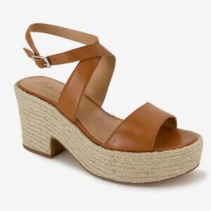 Splendid Women’s Bowie Espadrille Wedge Leather Camel Cognac Sandal New